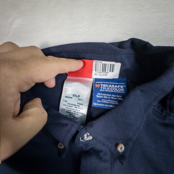 STEELGUARD FR Performance Navy Blue Button Down Shirt Long Sleeve Workwear 3XL - Picture 5 of 10